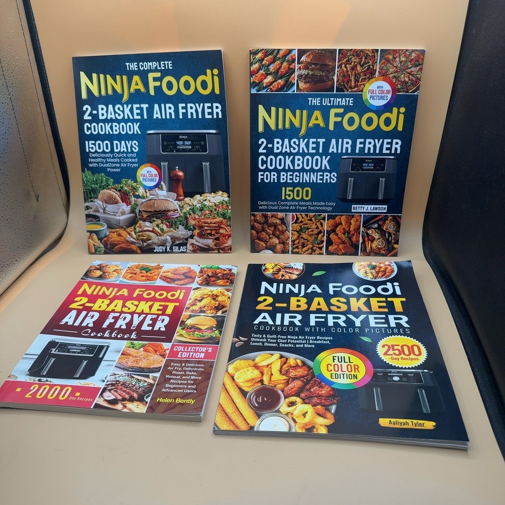 (4) Ninja Foodi 2-Basket Air Fryer Cookbook Lot of 4 Books Silas Lawson